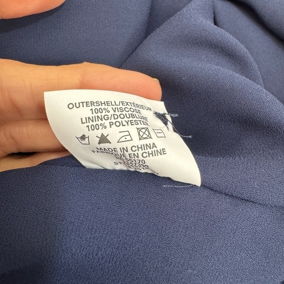 FRANK AND OAK NAVY CREAM GEO PATTERN SPAGHETTI STRAPS WRAP DRESS XL - Picture 7 of 7